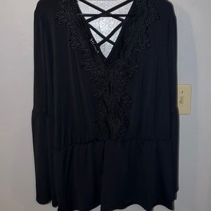 Black Bell sleeve lace blouse